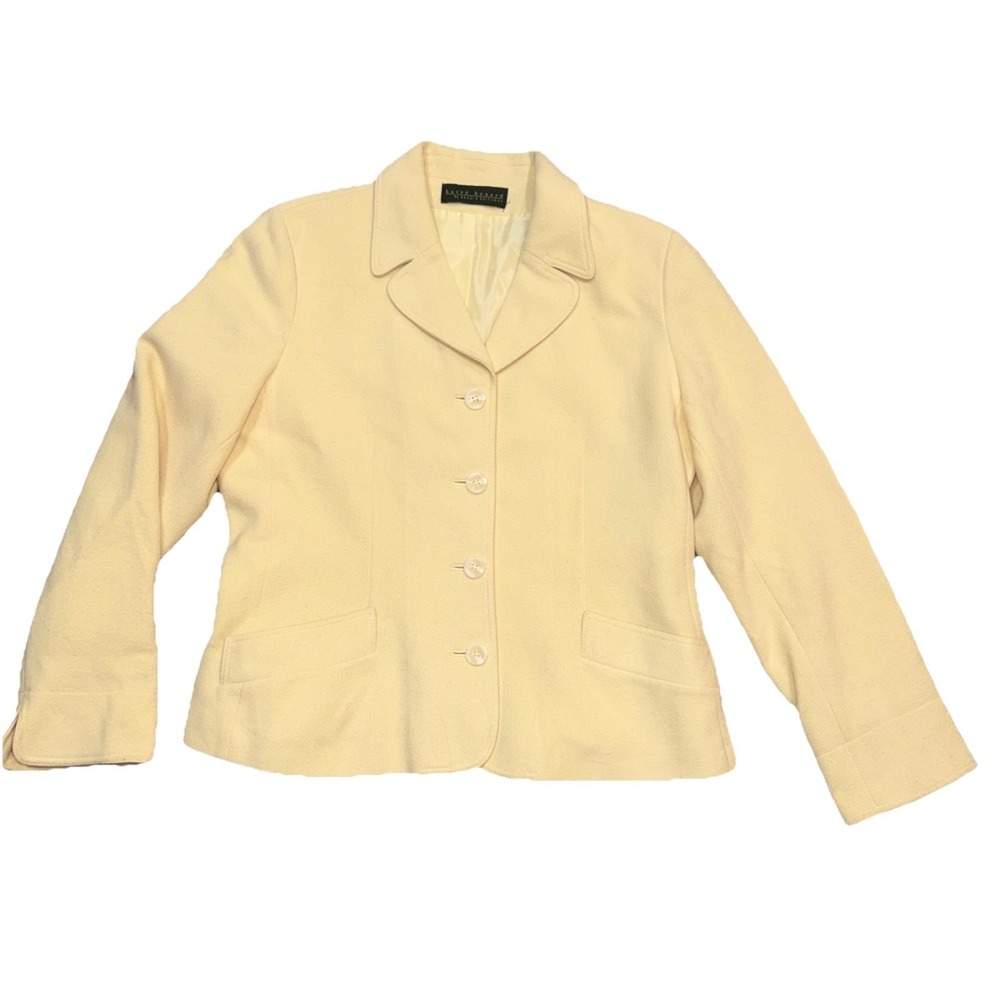 Vintage Harve Benard Blazer Women's Wool Blend Blazer Jacket Light Yellow READ